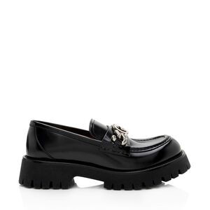 Gucci Shiny Calfskin Interlocking G Chain Loafers - Size 10 / 40